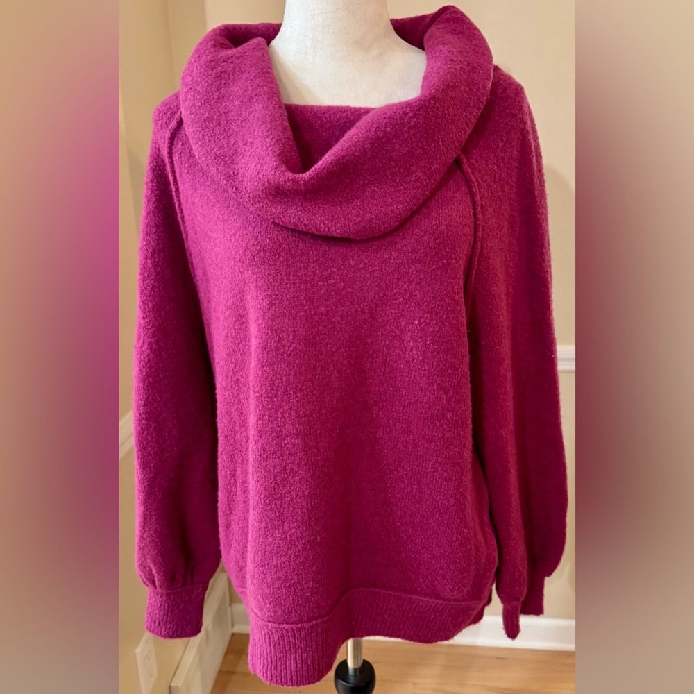 💕💜 Wool Blend Sweater Free People Magic Orchid (Magenta) Oversized Cowl Neck - S